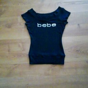Bebe cap-sleeved black shirt